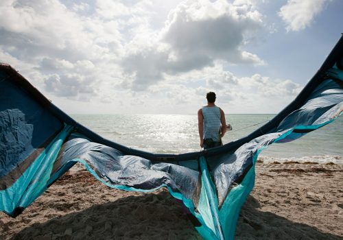 Kitesurfer on beach